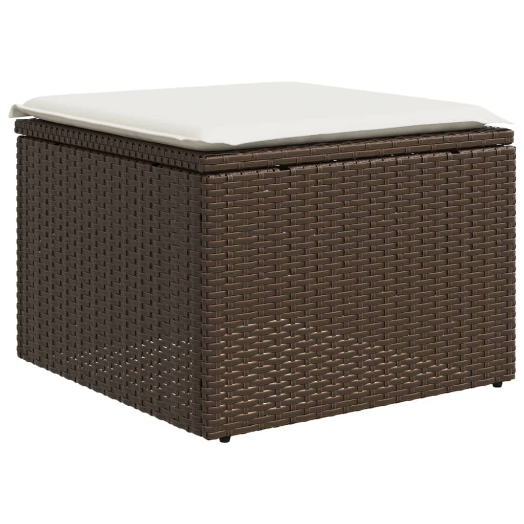 6-delige Loungeset met kussens poly rattan bruin