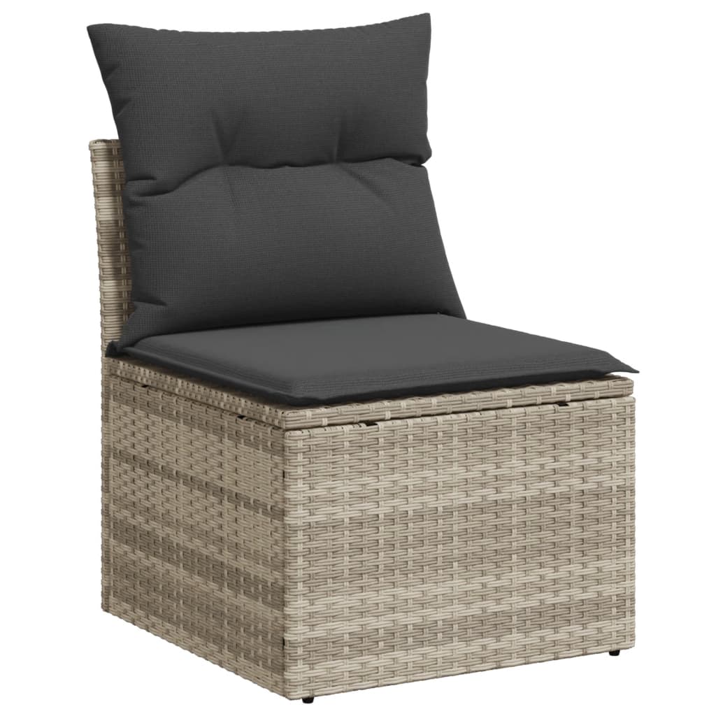 7-delige Loungeset met kussens poly rattan lichtgrijs