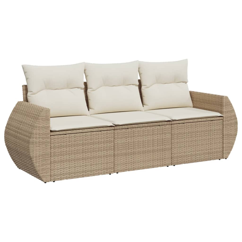 3-delige Loungeset met kussens poly rattan beige Tuinsets | Creëer jouw Trendy Thuis | Gratis bezorgd & Retour | Trendy.nl