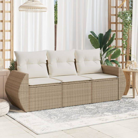 3-delige Loungeset met kussens poly rattan beige Tuinsets | Creëer jouw Trendy Thuis | Gratis bezorgd & Retour | Trendy.nl