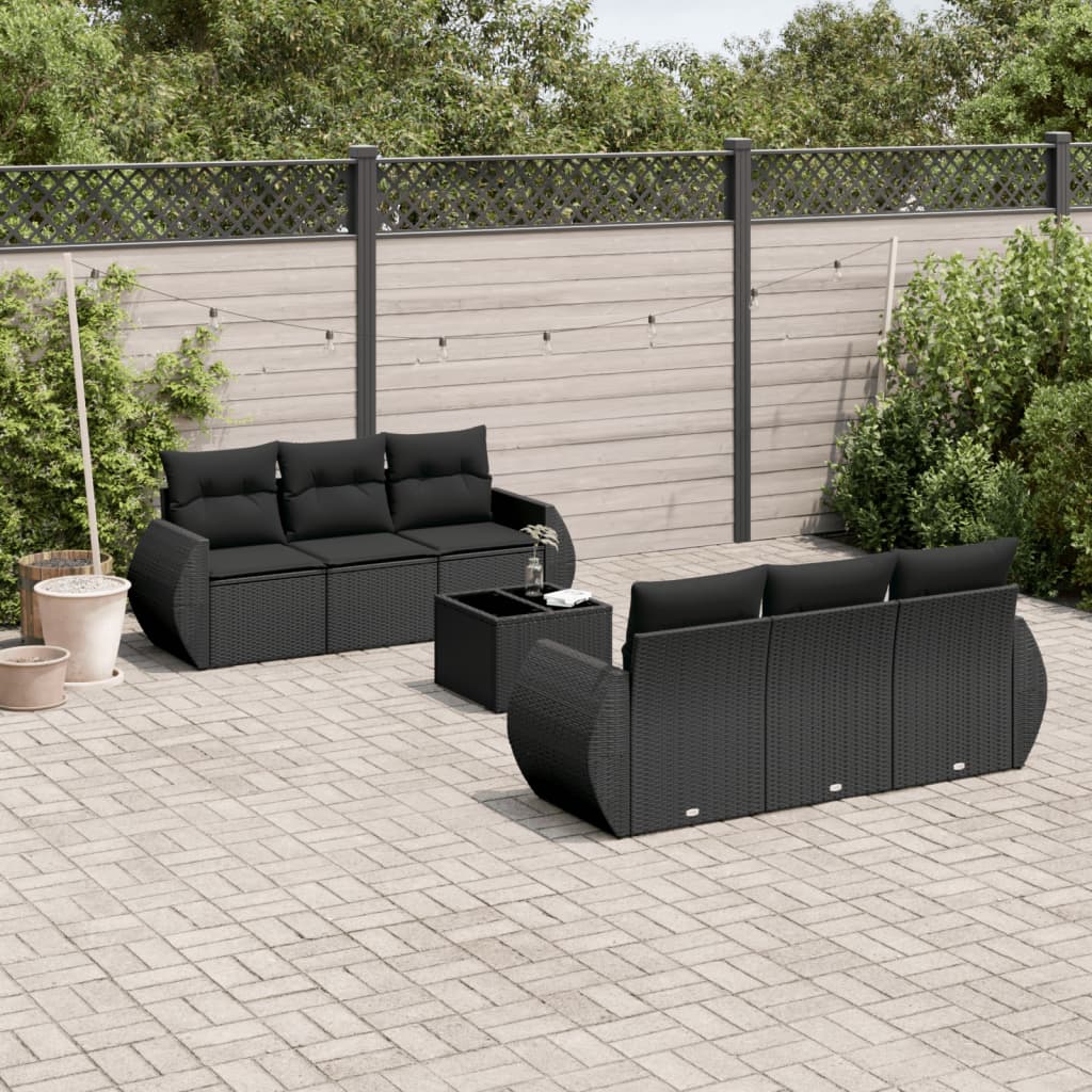 7-delige Loungeset met kussens poly rattan zwart Tuinsets | Creëer jouw Trendy Thuis | Gratis bezorgd & Retour | Trendy.nl