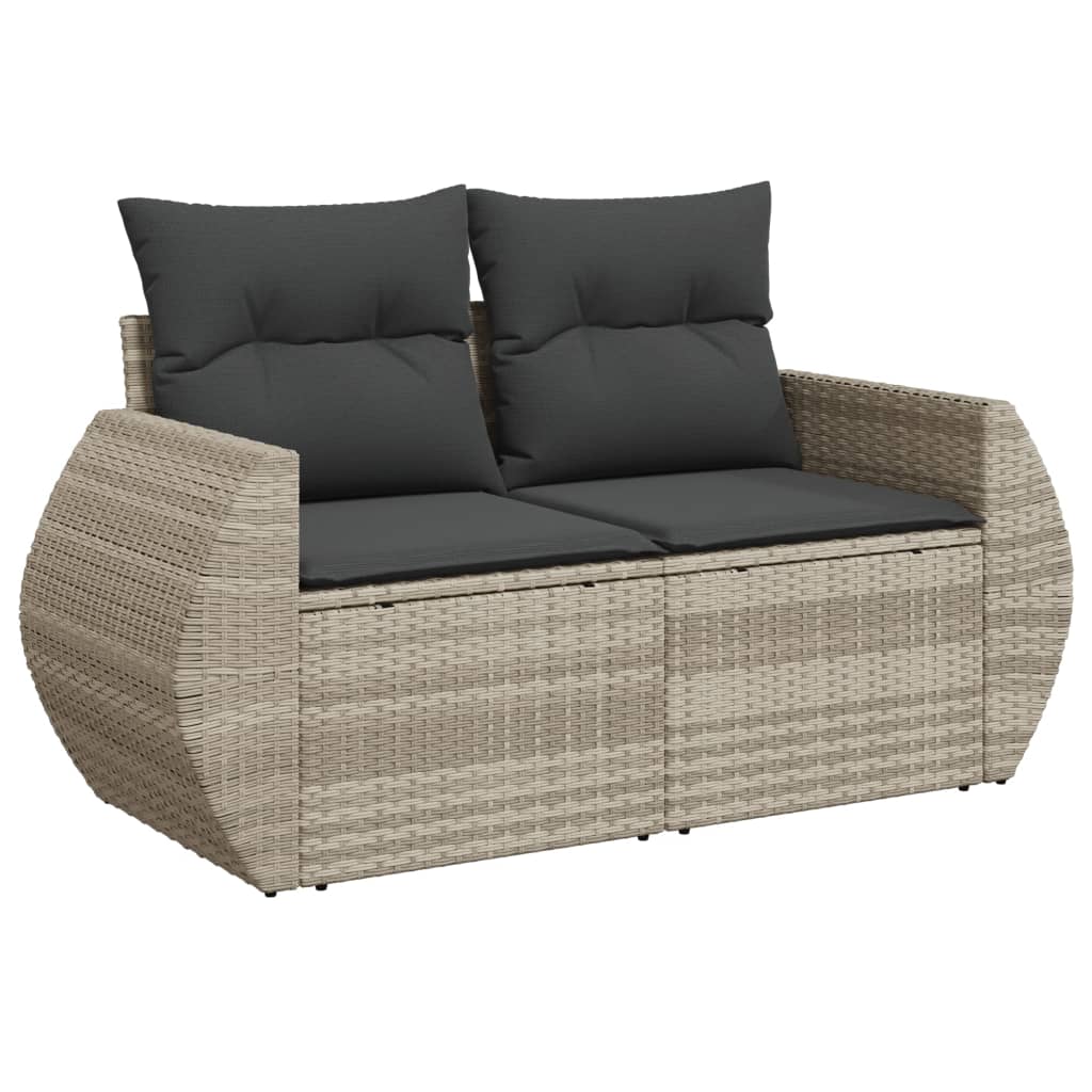 5-delige Loungeset met kussens poly rattan lichtgrijs