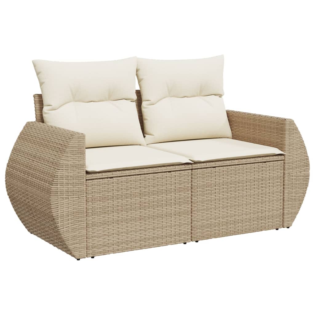 6-delige Loungeset met kussens poly rattan beige