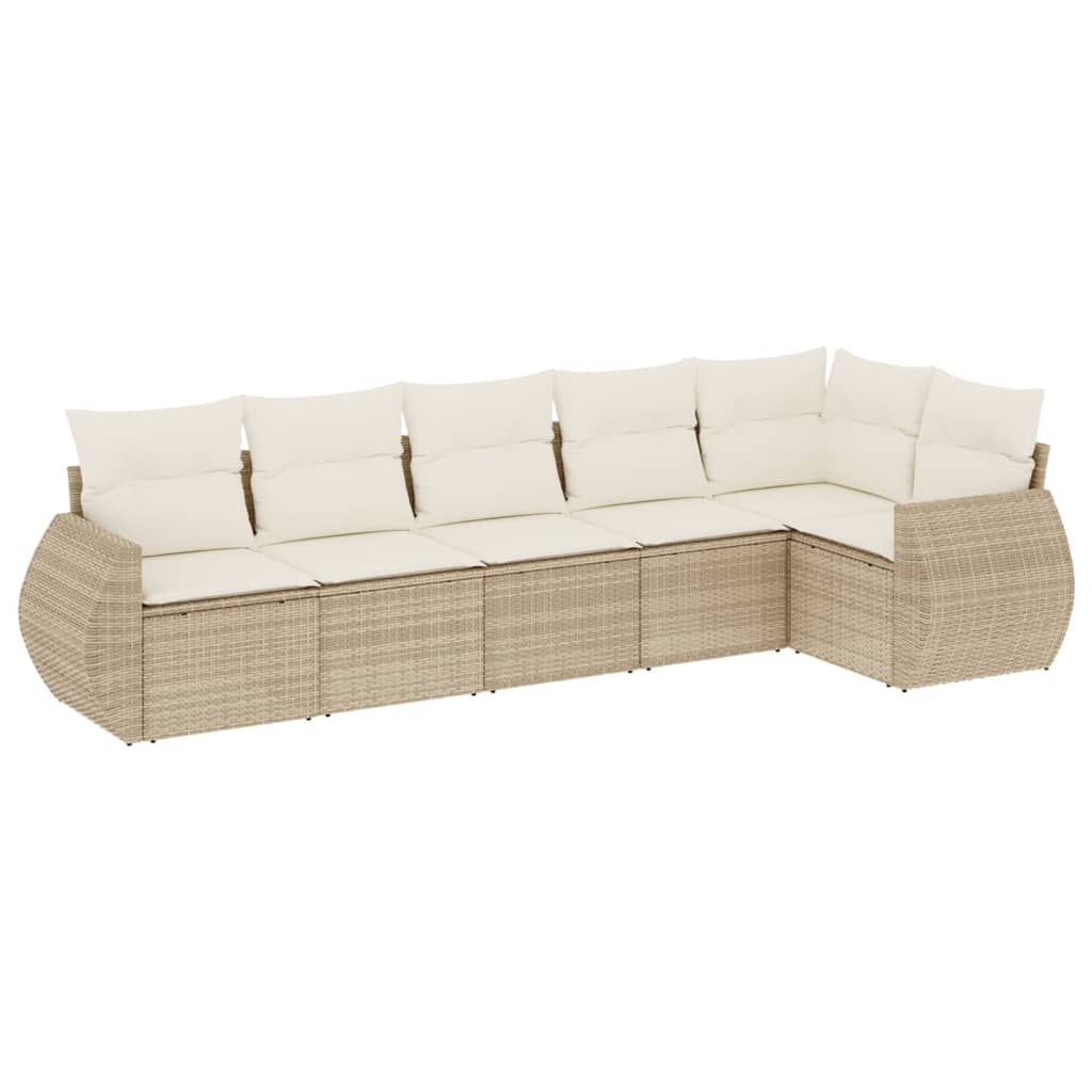 6-delige Loungeset met kussens poly rattan beige Tuinsets | Creëer jouw Trendy Thuis | Gratis bezorgd & Retour | Trendy.nl