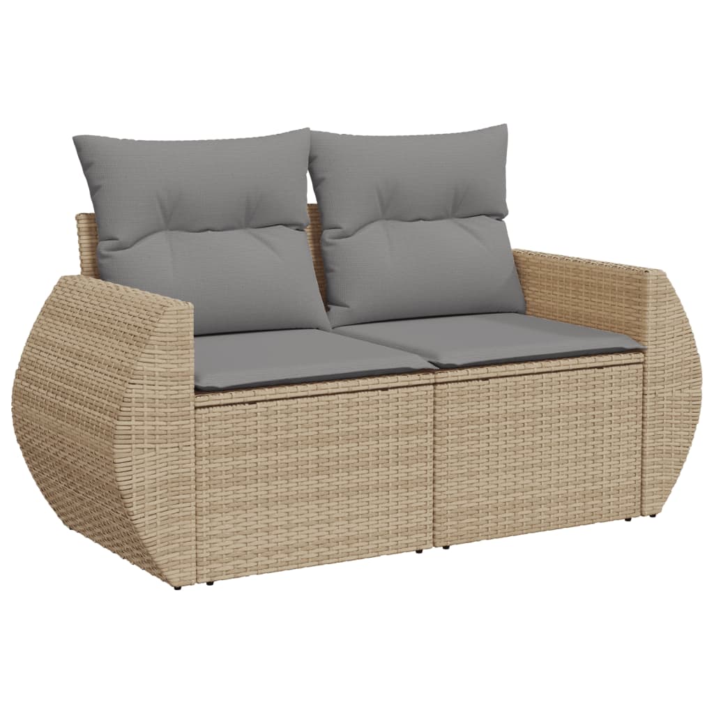 8-delige Loungeset met kussens poly rattan beige