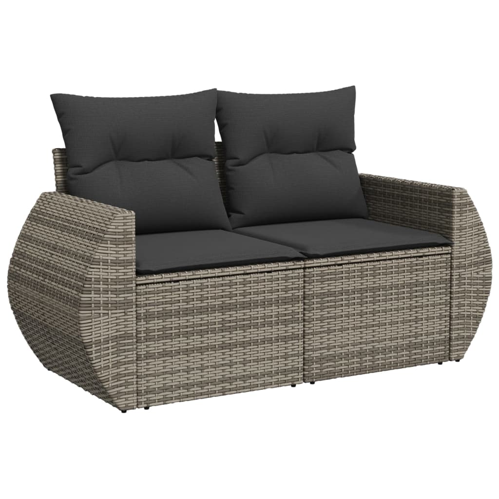 7-delige Loungeset met kussens poly rattan lichtgrijs