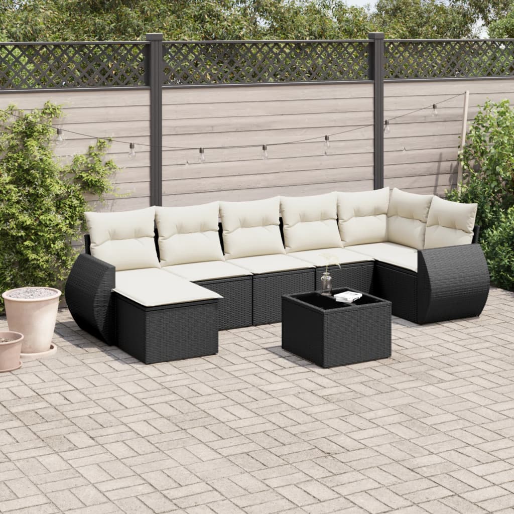 7-delige Loungeset met kussens poly rattan zwart Modulaire tuinbanken | Creëer jouw Trendy Thuis | Gratis bezorgd & Retour | Trendy.nl