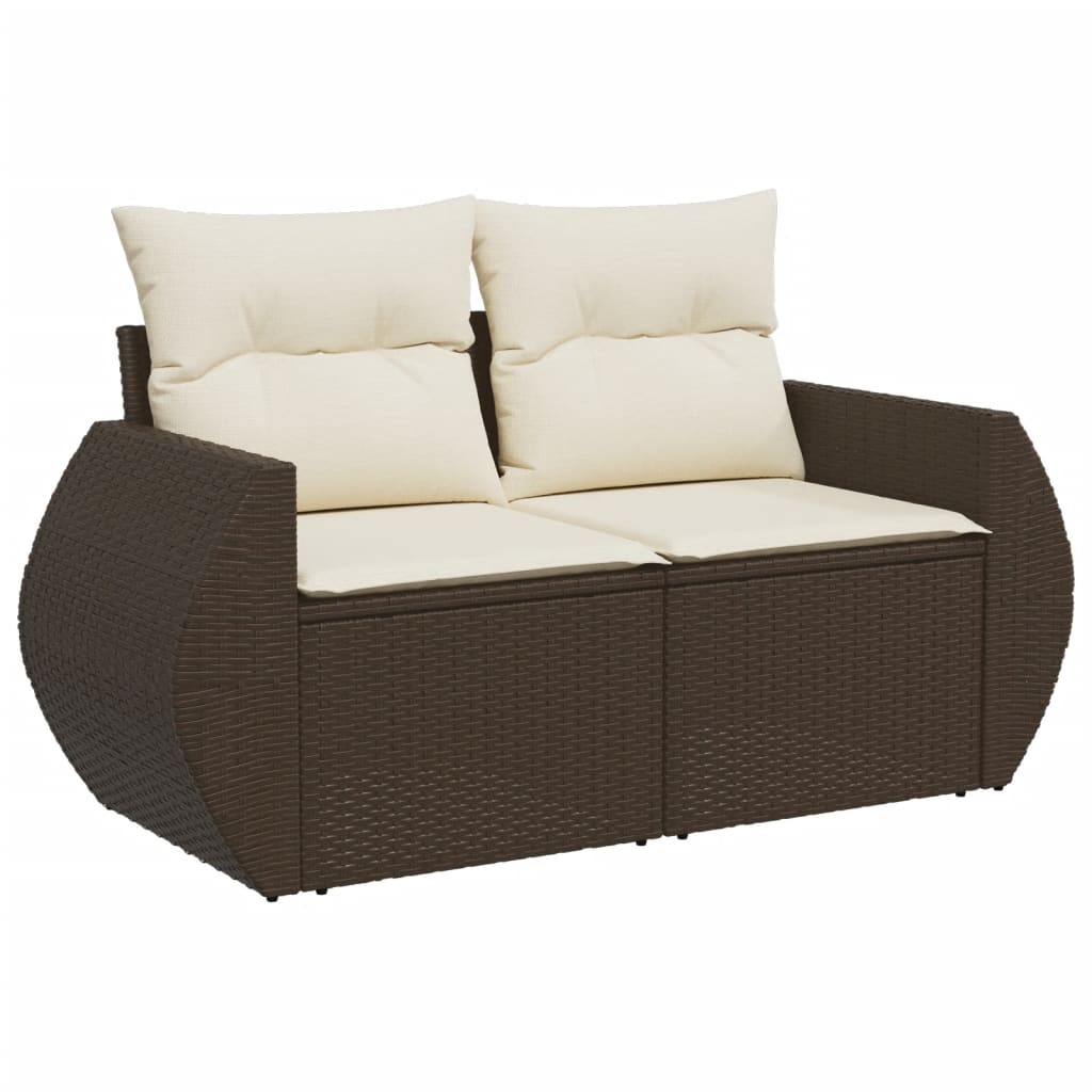 8-delige Loungeset met kussens poly rattan bruin