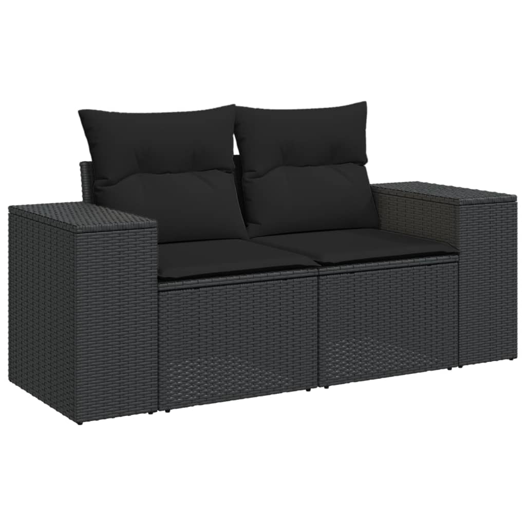 3-delige Loungeset met kussens poly rattan zwart Modulaire tuinbanken | Creëer jouw Trendy Thuis | Gratis bezorgd & Retour | Trendy.nl