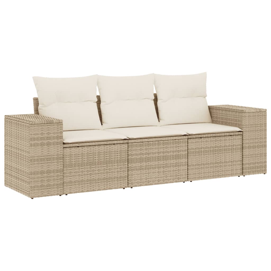 3-delige Loungeset met kussens poly rattan beige Modulaire tuinbanken | Creëer jouw Trendy Thuis | Gratis bezorgd & Retour | Trendy.nl