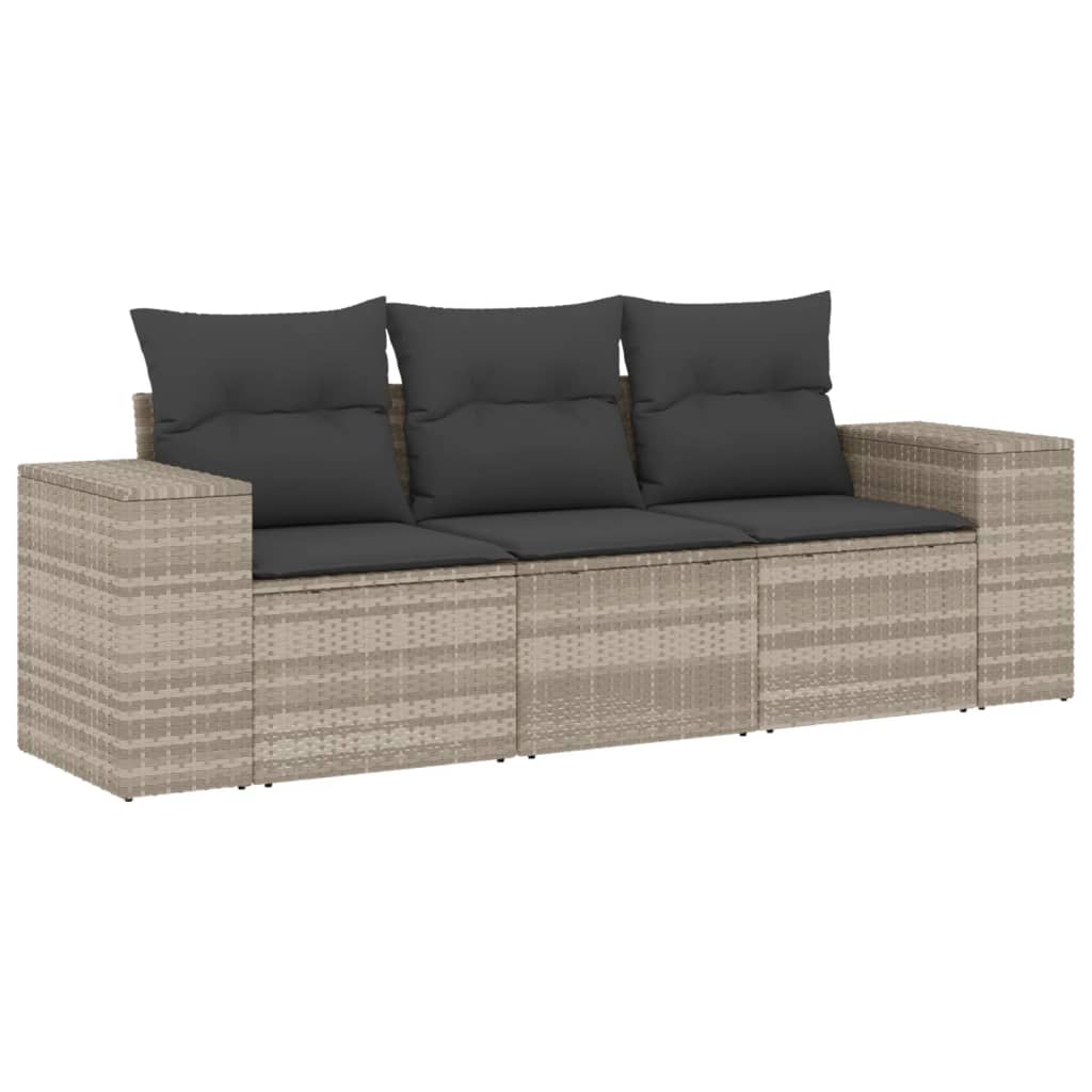 3-delige Loungeset met kussens poly rattan lichtgrijs Modulaire tuinbanken | Creëer jouw Trendy Thuis | Gratis bezorgd & Retour | Trendy.nl