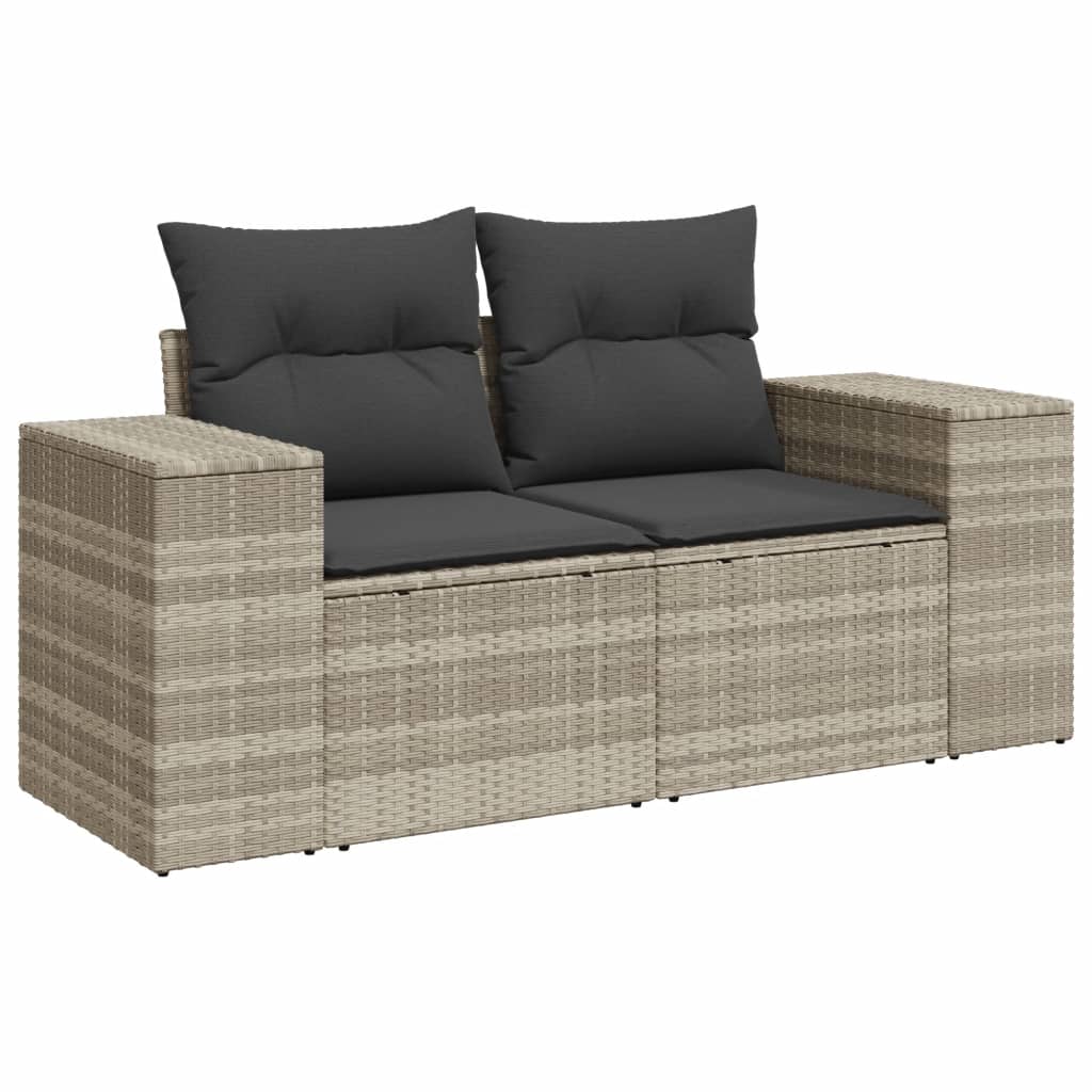 3-delige Loungeset met kussens poly rattan lichtgrijs Modulaire tuinbanken | Creëer jouw Trendy Thuis | Gratis bezorgd & Retour | Trendy.nl