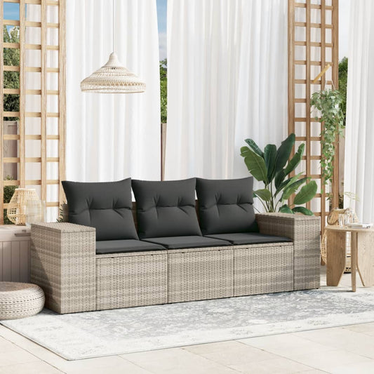 3-delige Loungeset met kussens poly rattan lichtgrijs Modulaire tuinbanken | Creëer jouw Trendy Thuis | Gratis bezorgd & Retour | Trendy.nl