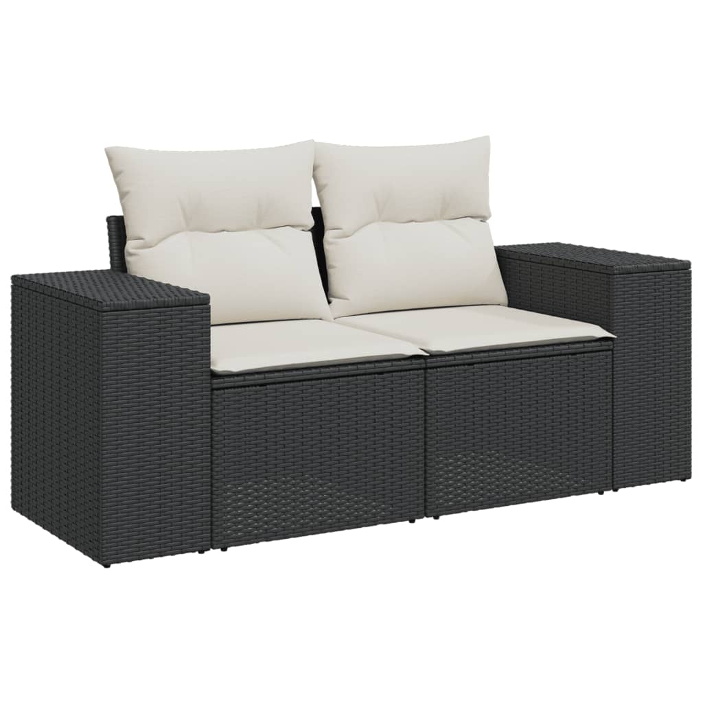 4-delige Loungeset met kussens poly rattan zwart Modulaire tuinbanken | Creëer jouw Trendy Thuis | Gratis bezorgd & Retour | Trendy.nl