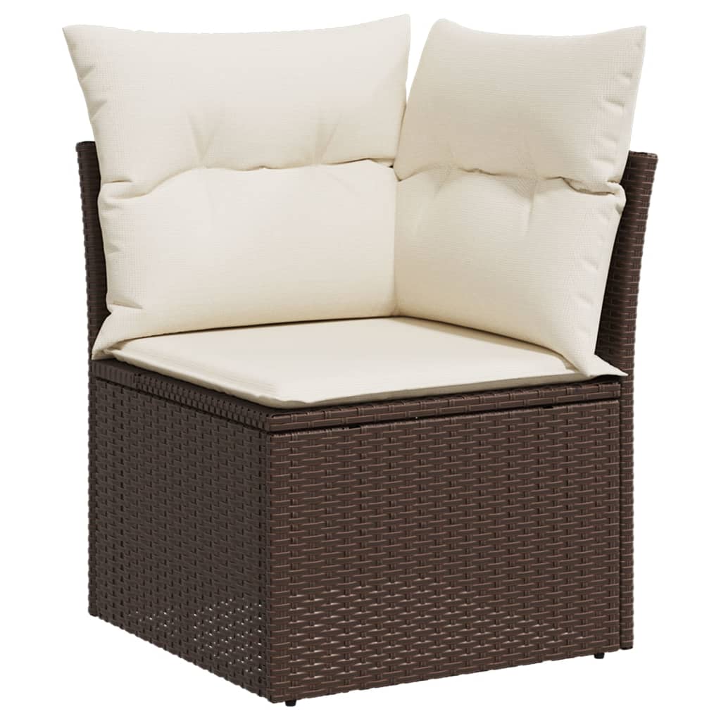 4-delige Loungeset met kussens poly rattan bruin