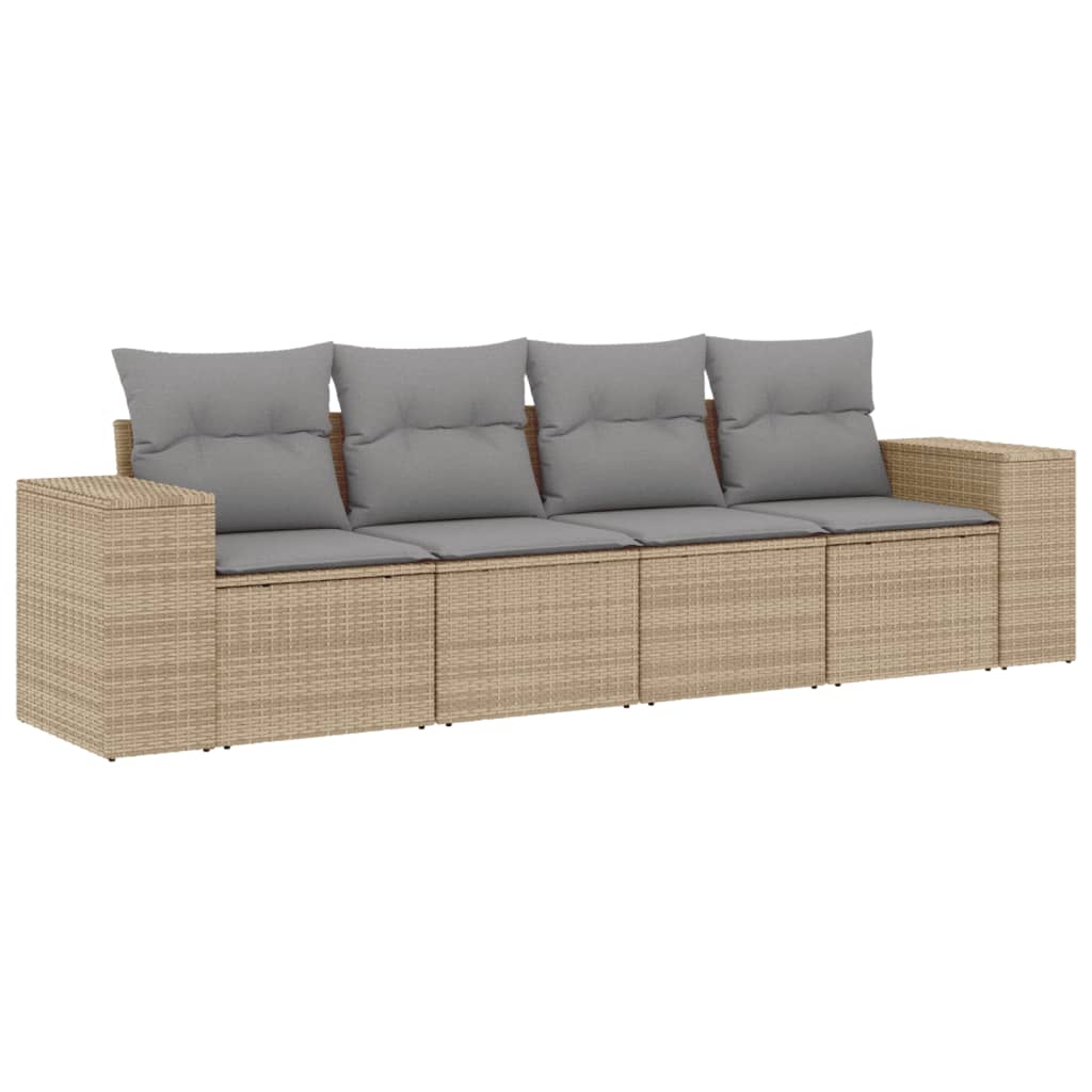 4-delige Loungeset met kussens poly rattan beige Modulaire tuinbanken | Creëer jouw Trendy Thuis | Gratis bezorgd & Retour | Trendy.nl