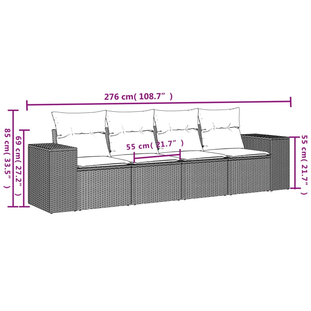 4-delige Loungeset met kussens poly rattan beige Modulaire tuinbanken | Creëer jouw Trendy Thuis | Gratis bezorgd & Retour | Trendy.nl