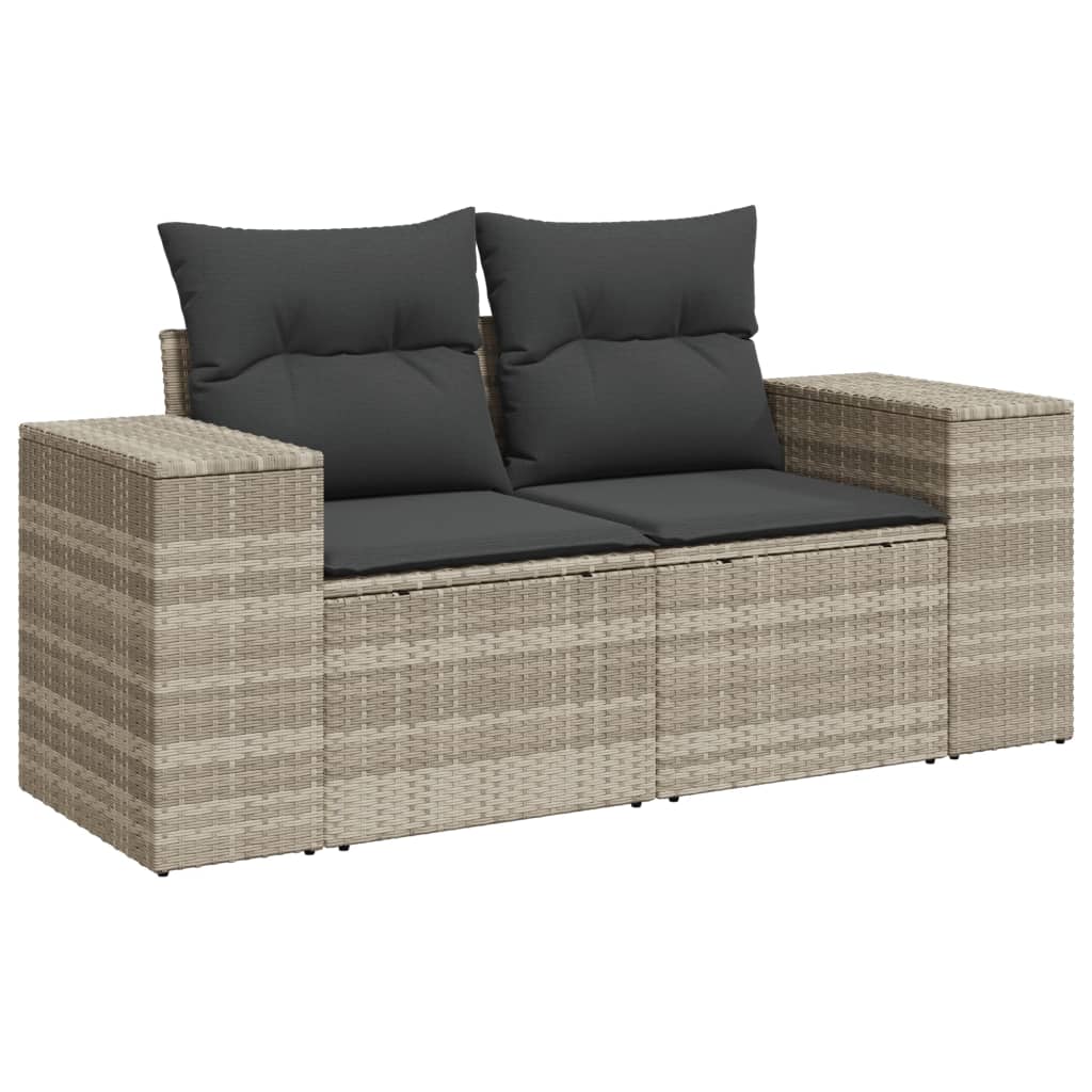 5-delige Loungeset met kussens poly rattan lichtgrijs