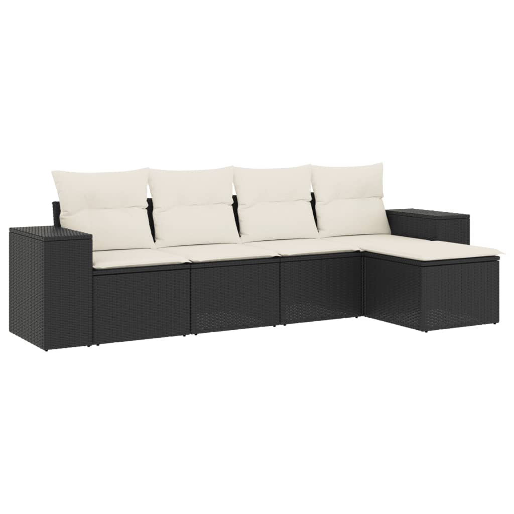 5-delige Loungeset met kussens poly rattan zwart Modulaire tuinbanken | Creëer jouw Trendy Thuis | Gratis bezorgd & Retour | Trendy.nl