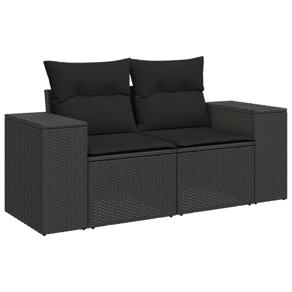 4-delige Loungeset met kussens poly rattan zwart Modulaire tuinbanken | Creëer jouw Trendy Thuis | Gratis bezorgd & Retour | Trendy.nl