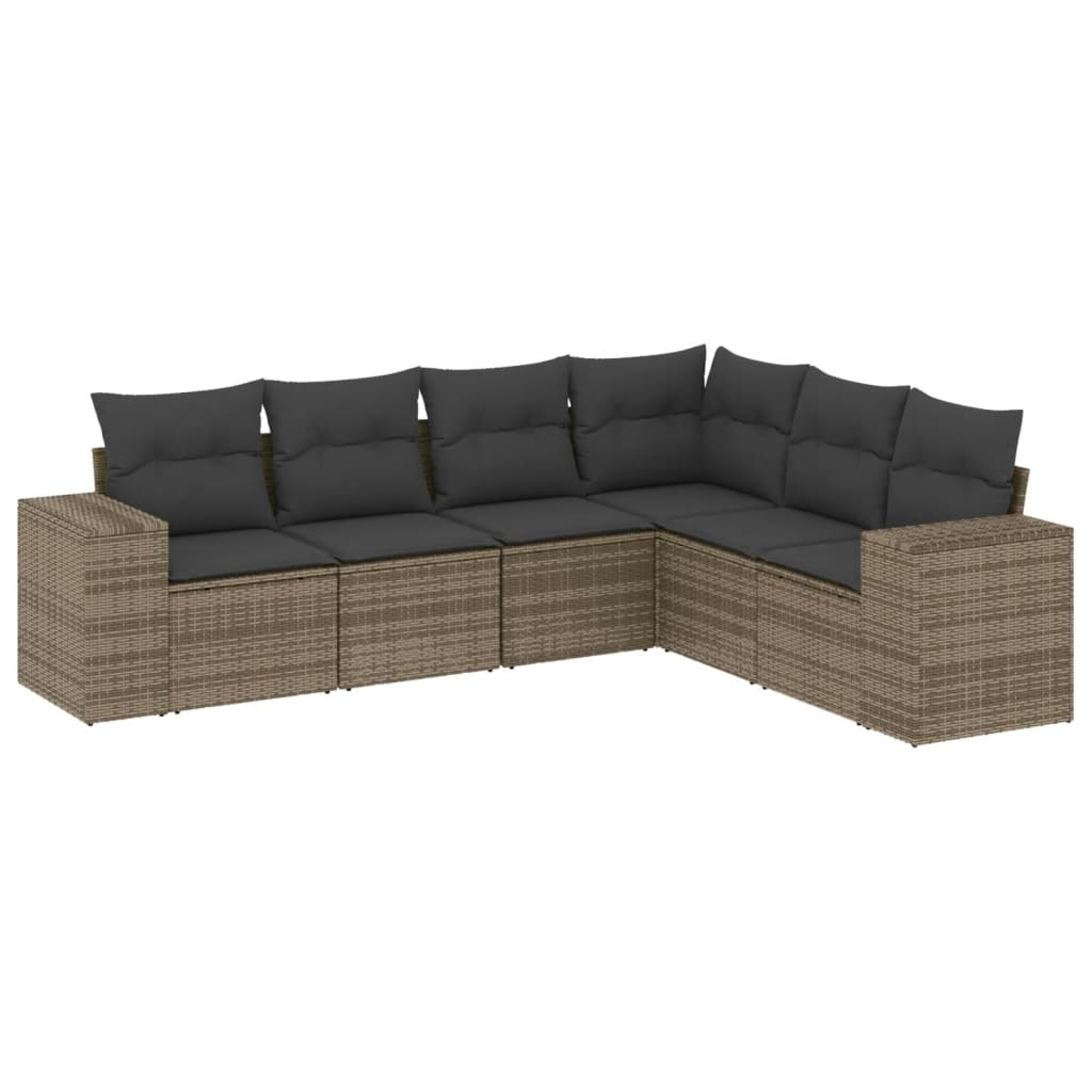 6-delige Loungeset met kussens poly rattan grijs Tuinsets | Creëer jouw Trendy Thuis | Gratis bezorgd & Retour | Trendy.nl