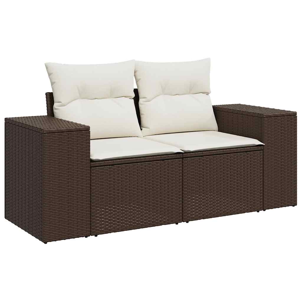 6-delige Loungeset met kussens poly rattan bruin