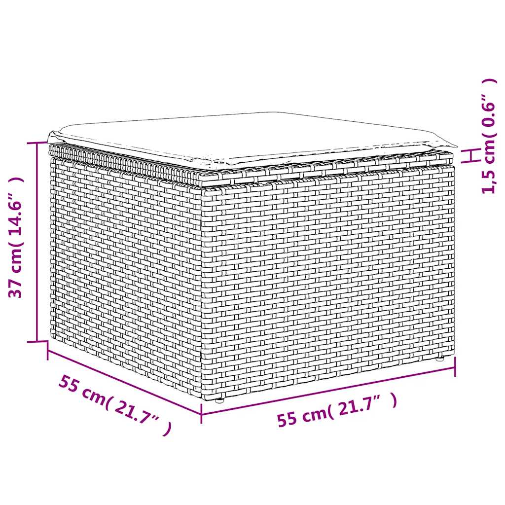 6-delige Loungeset met kussens poly rattan bruin