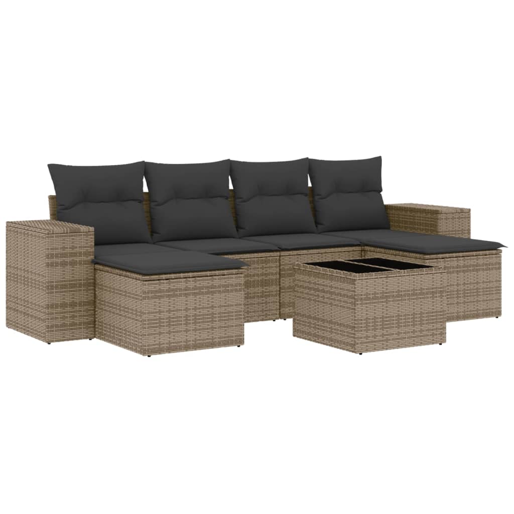 7-delige Loungeset met kussens poly rattan grijs Tuinsets | Creëer jouw Trendy Thuis | Gratis bezorgd & Retour | Trendy.nl