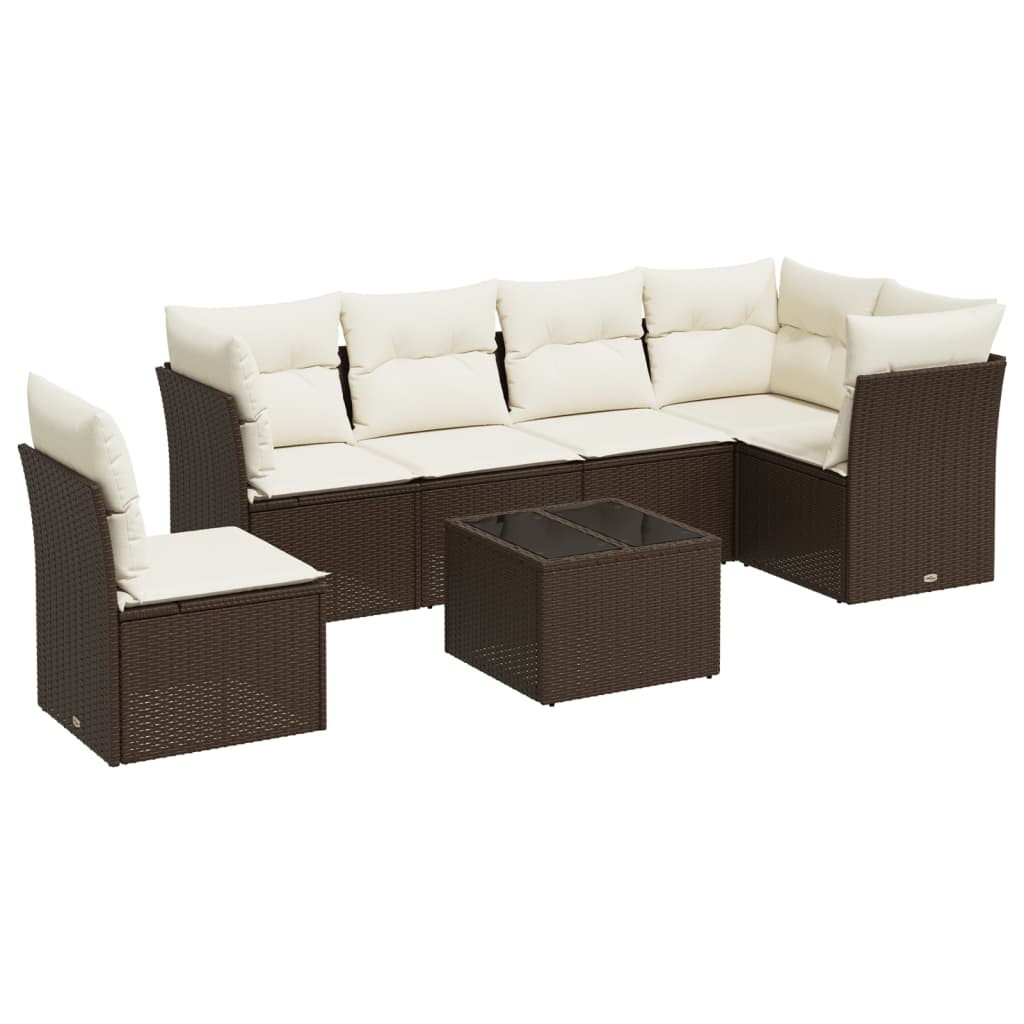 6-delige Loungeset met kussens poly rattan bruin Tuinsets | Creëer jouw Trendy Thuis | Gratis bezorgd & Retour | Trendy.nl