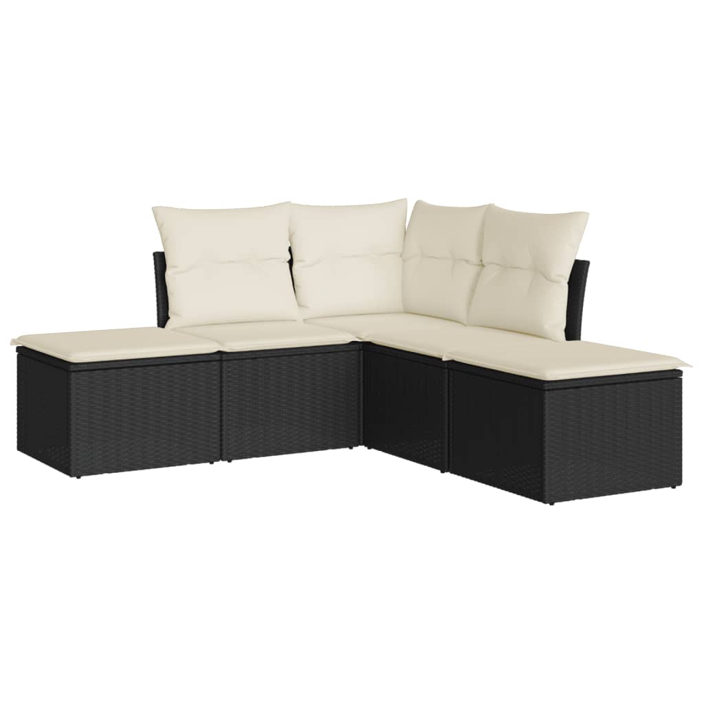 5-delige Loungeset met kussens poly rattan zwart Tuinsets | Creëer jouw Trendy Thuis | Gratis bezorgd & Retour | Trendy.nl