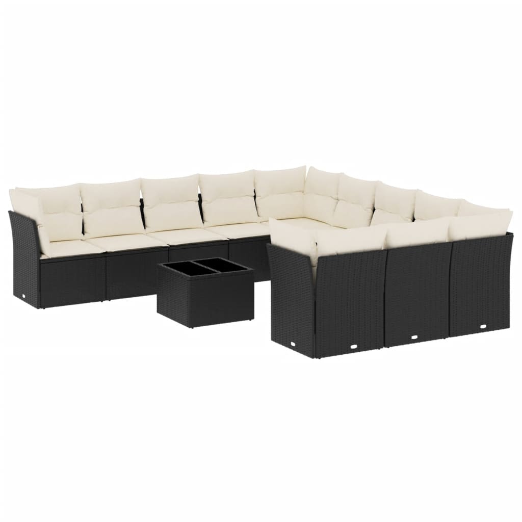 12-delige Loungeset met kussens poly rattan zwart Tuinsets | Creëer jouw Trendy Thuis | Gratis bezorgd & Retour | Trendy.nl