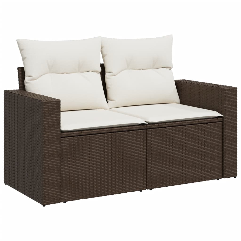 11-delige Loungeset met kussens poly rattan bruin