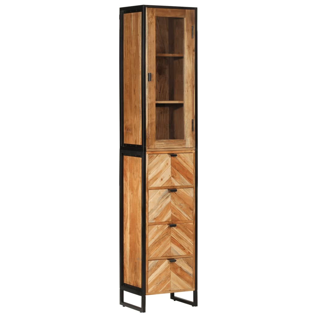 Badkamerkast 40x27x190 cm ijzer en massief acaciahout Badkamerkaptafels | Creëer jouw Trendy Thuis | Gratis bezorgd & Retour | Trendy.nl