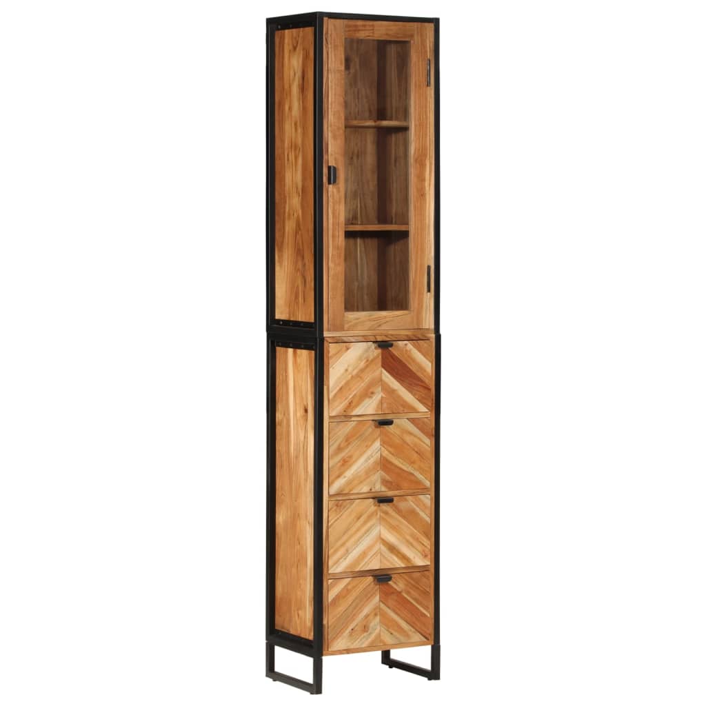 Badkamerkast 40x27x190 cm ijzer en massief acaciahout Badkamerkaptafels | Creëer jouw Trendy Thuis | Gratis bezorgd & Retour | Trendy.nl