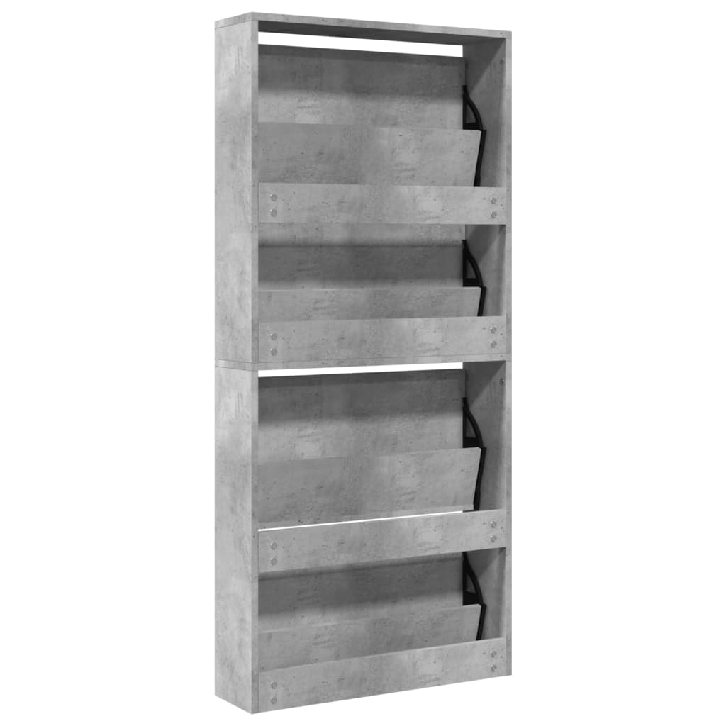 Schoenenkast met spiegel 4-laags 63x17x134 cm betongrijs Schoenenrekken | Creëer jouw Trendy Thuis | Gratis bezorgd & Retour | Trendy.nl