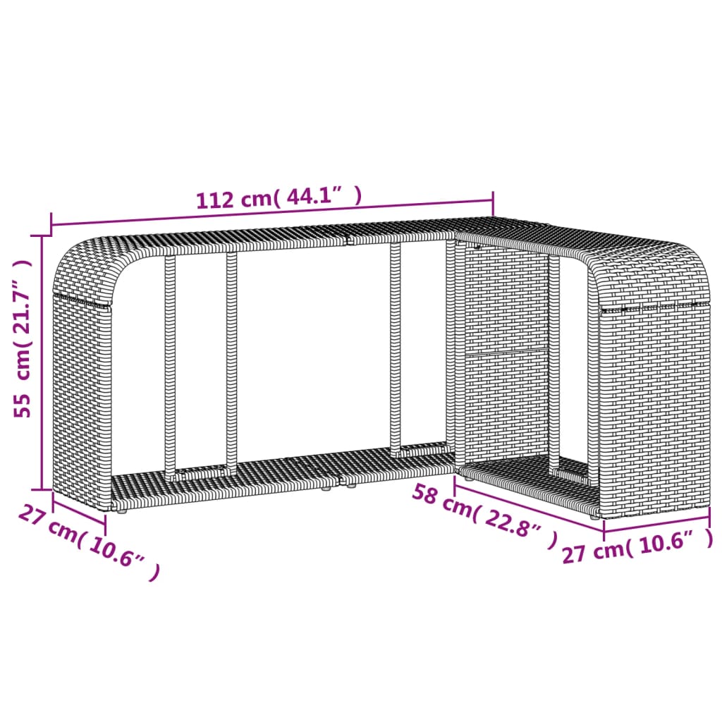 11-delige Loungeset met kussens poly rattan bruin