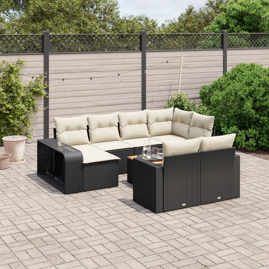 11-delige Loungeset met kussens poly rattan zwart Tuinsets | Creëer jouw Trendy Thuis | Gratis bezorgd & Retour | Trendy.nl