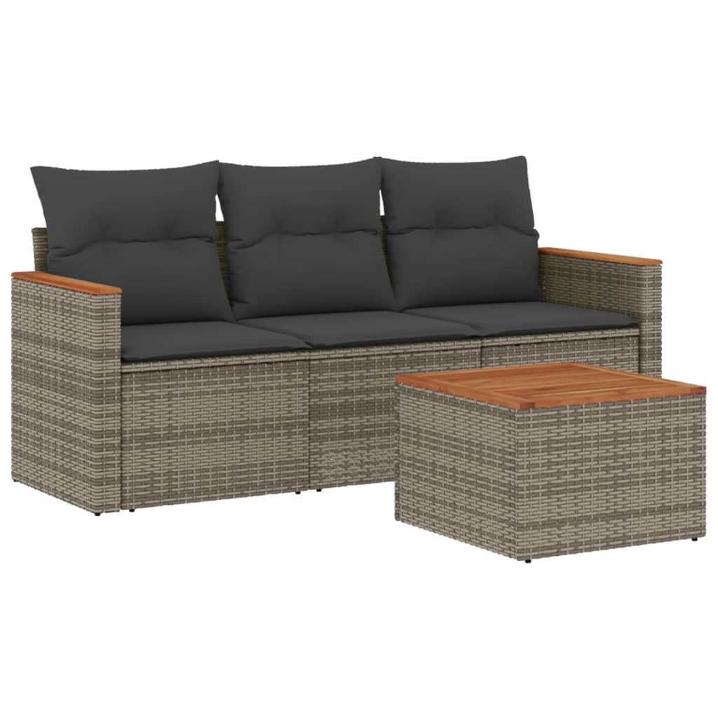 4-delige Loungeset met kussens poly rattan grijs Tuinsets | Creëer jouw Trendy Thuis | Gratis bezorgd & Retour | Trendy.nl