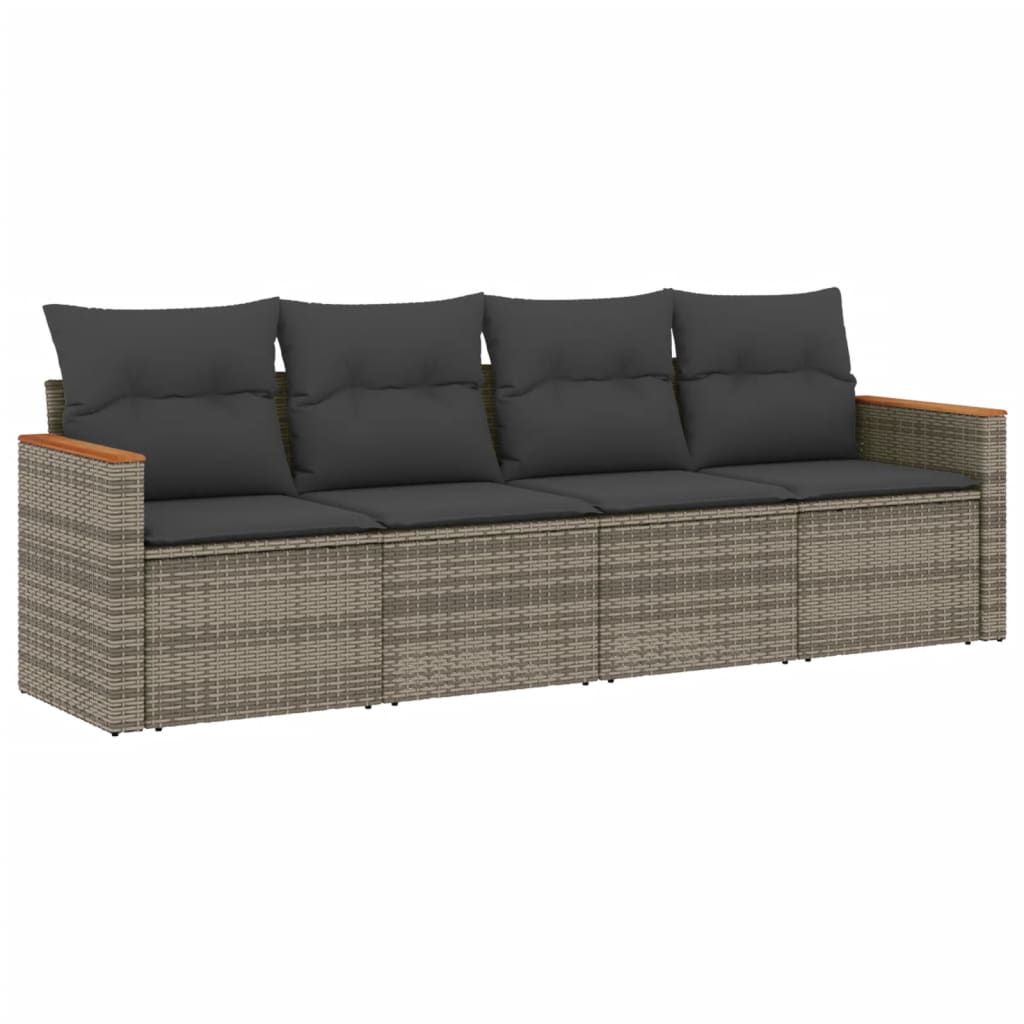 4-delige Loungeset met kussens poly rattan grijs Tuinsets | Creëer jouw Trendy Thuis | Gratis bezorgd & Retour | Trendy.nl