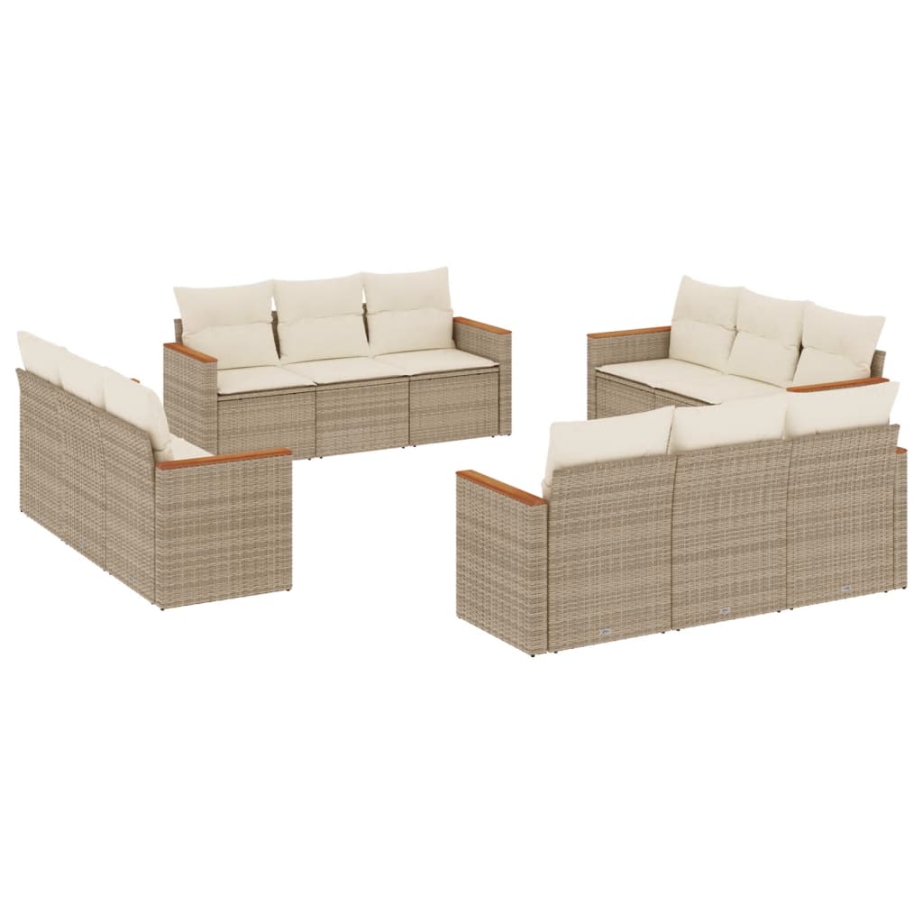 12-delige Loungeset met kussens poly rattan beige Tuinsets | Creëer jouw Trendy Thuis | Gratis bezorgd & Retour | Trendy.nl