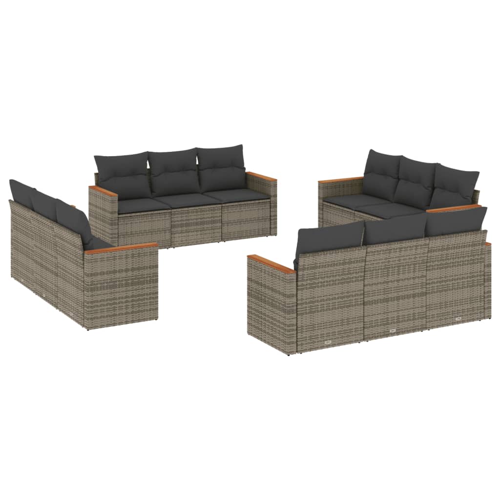 12-delige Loungeset met kussens poly rattan grijs Tuinsets | Creëer jouw Trendy Thuis | Gratis bezorgd & Retour | Trendy.nl