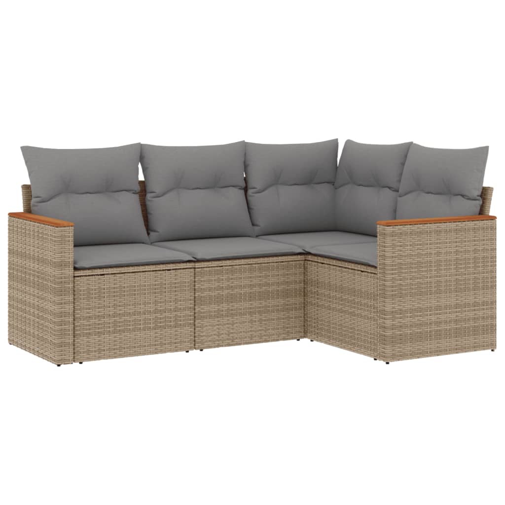 4-delige Loungeset met kussens poly rattan gemengd beige Tuinsets | Creëer jouw Trendy Thuis | Gratis bezorgd & Retour | Trendy.nl