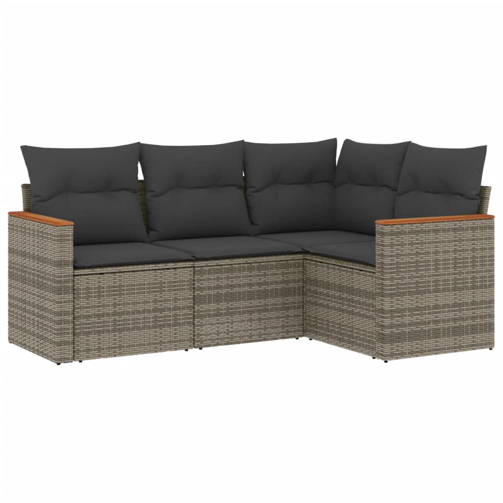 4-delige Loungeset met kussens poly rattan grijs Tuinsets | Creëer jouw Trendy Thuis | Gratis bezorgd & Retour | Trendy.nl