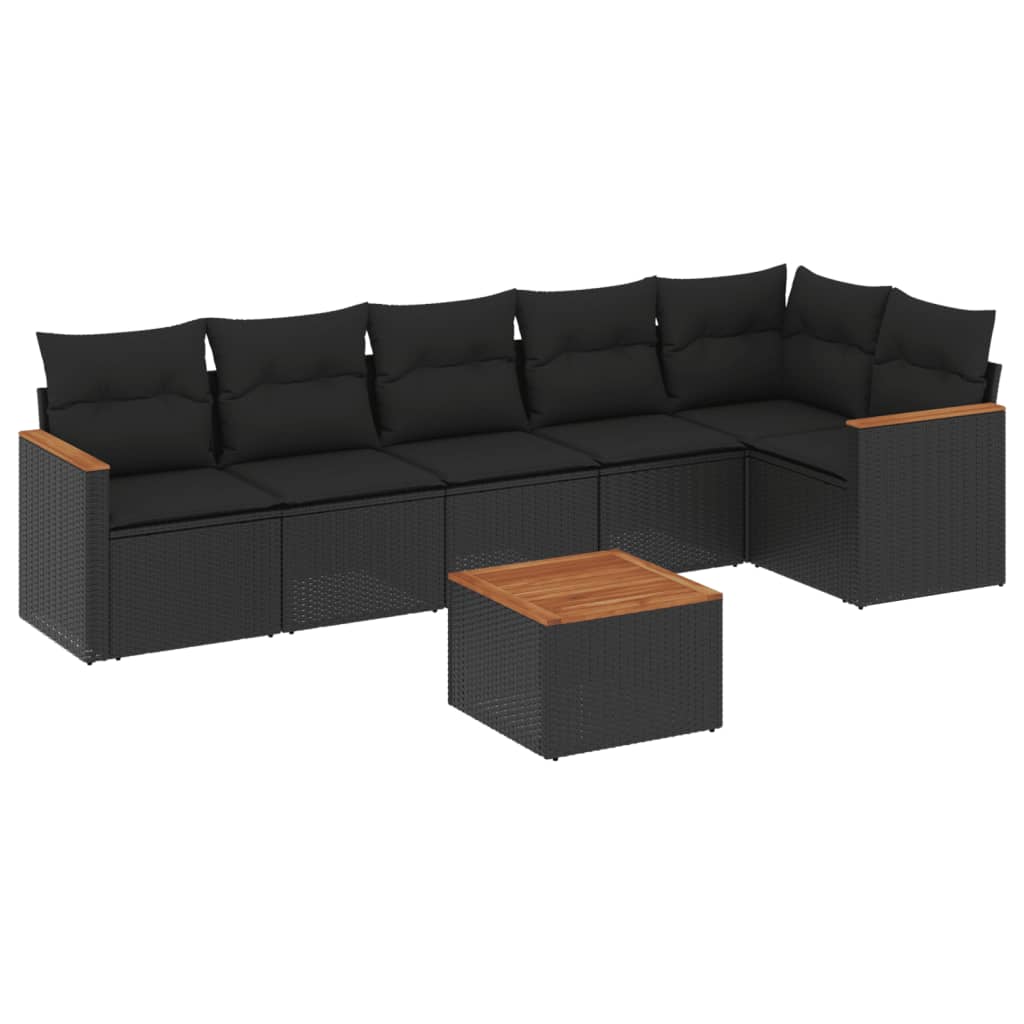 7-delige Loungeset met kussens poly rattan zwart Tuinsets | Creëer jouw Trendy Thuis | Gratis bezorgd & Retour | Trendy.nl