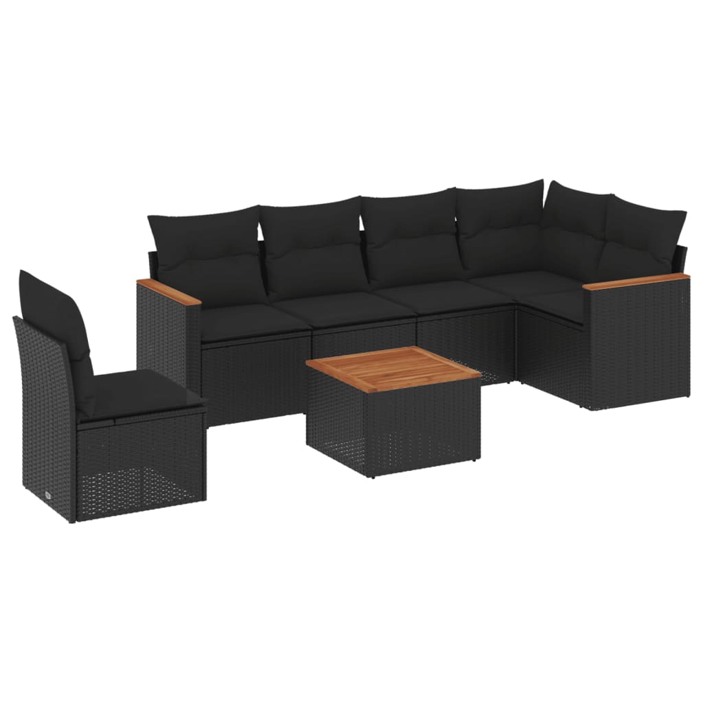 7-delige Loungeset met kussens poly rattan zwart Tuinsets | Creëer jouw Trendy Thuis | Gratis bezorgd & Retour | Trendy.nl