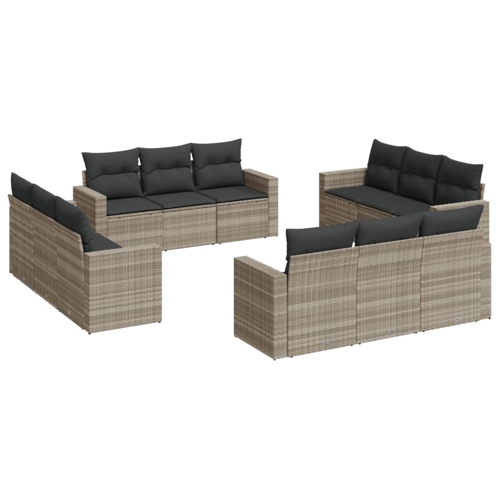 12-delige Loungeset met kussens poly rattan lichtgrijs Modulaire tuinbanken | Creëer jouw Trendy Thuis | Gratis bezorgd & Retour | Trendy.nl