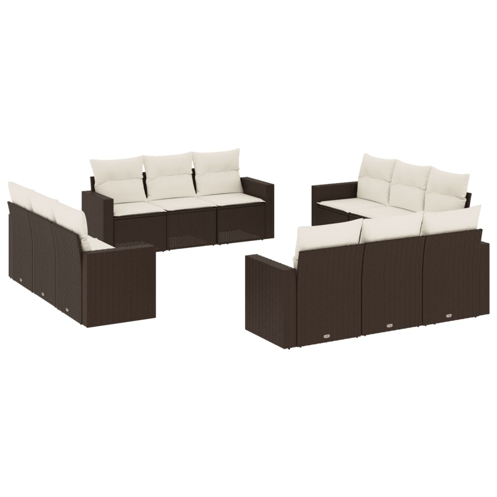 12-delige Loungeset met kussens poly rattan bruin Modulaire tuinbanken | Creëer jouw Trendy Thuis | Gratis bezorgd & Retour | Trendy.nl