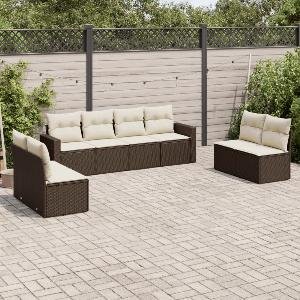 8-delige Loungeset met kussens poly rattan bruin Modulaire tuinbanken | Creëer jouw Trendy Thuis | Gratis bezorgd & Retour | Trendy.nl