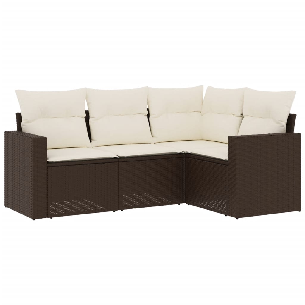 4-delige Loungeset met kussens poly rattan bruin Modulaire tuinbanken | Creëer jouw Trendy Thuis | Gratis bezorgd & Retour | Trendy.nl