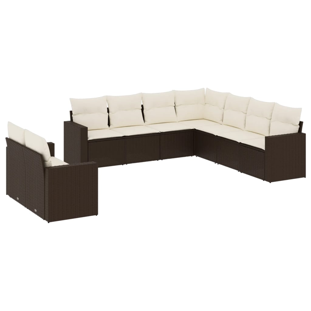 9-delige Loungeset met kussens poly rattan bruin Modulaire tuinbanken | Creëer jouw Trendy Thuis | Gratis bezorgd & Retour | Trendy.nl